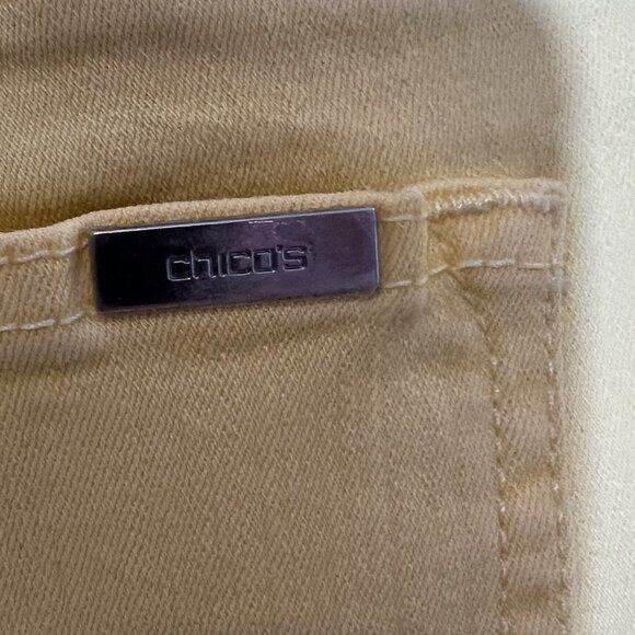 So Slimming Chico’s 2.5 Women’s Ankle Pants Jeans Yellow Stretch Size Large - Picture 12 of 14